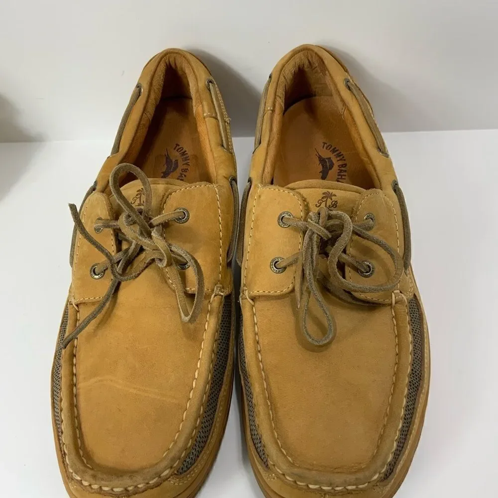 TOMMY BAHAMA tan Leather boat shoes